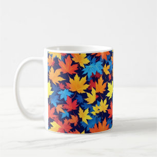 Mug Feuilles Colorées D'Automne Sur Arrière - plan Ble