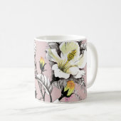 Mug Feuilles d'aquarelle Fleurs Motif rose (Devant droit)