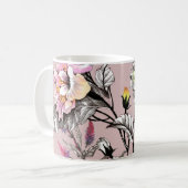 Mug Feuilles d'aquarelle Fleurs Motif rose (Devant gauche)