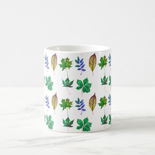 Mug Feuilles d'aquarelle vert et bleu (Centre)