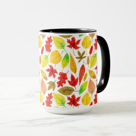 Mug Feuilles d'automne blanc (Devant droit)