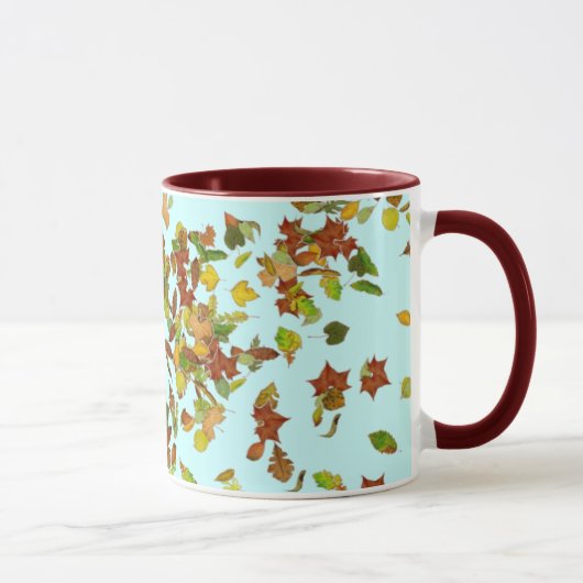 Mug FEUILLES D'AUTOMNE, Bleu sarcelle (Droite)