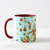 Mug FEUILLES D'AUTOMNE, Bleu sarcelle (Gauche)