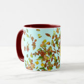 Mug FEUILLES D'AUTOMNE, Bleu sarcelle (Devant gauche)
