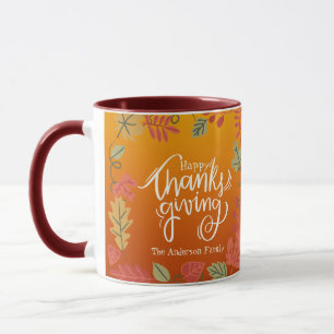 Mug Feuilles d'automne Bon thanksgiving du nom de fami