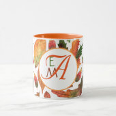 Mug Feuilles d'automne brodées Décor orange vert (Centre)