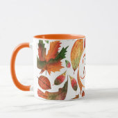 Mug Feuilles d'automne brodées Décor orange vert (Gauche)