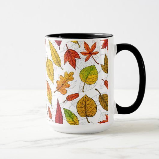 Mug Feuilles d'automne en blanc (Droite)