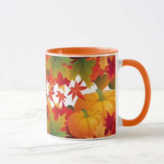 Mug Feuilles d'automne et citrouilles (Droite)