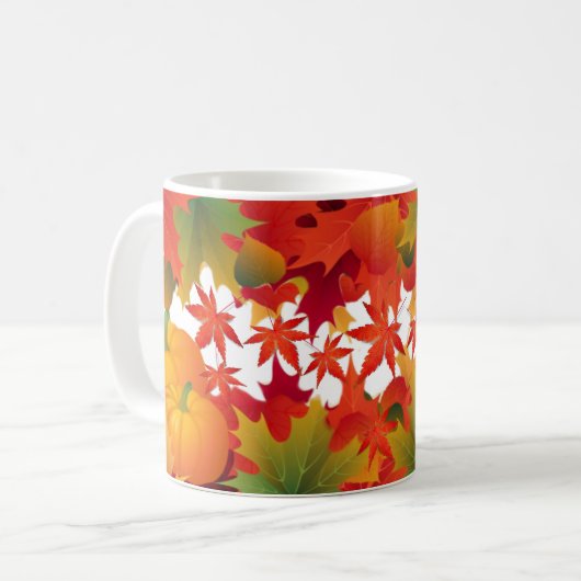 Mug Feuilles d'automne et citrouilles (Devant gauche)