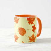 Mug Feuilles d'automne - jaune pâle et orange (Devant droit)