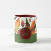 Mug Feuilles d'automne monogrammes Automne Rouge Vert  (Centre)