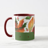 Mug Feuilles d'automne monogrammes Automne Rouge Vert  (Gauche)