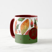 Mug Feuilles d'automne monogrammes Automne Rouge Vert  (Devant gauche)