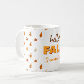 Mug Feuilles d'automne Motif Fleurs Bonjour Nom d'auto (Devant gauche)