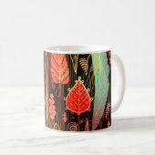 Mug Feuilles d'automne : motif transparent foncé. (Devant droit)