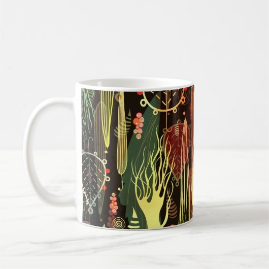 Mug Feuilles d'automne : motif transparent foncé. (Gauche)