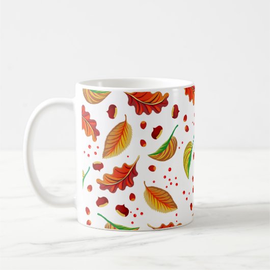 Mug Feuilles d'automne Noix châtaignes Motif Élégant a (Gauche)