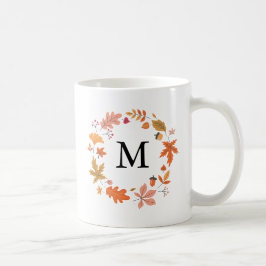 Mug Feuilles d'automne personnalisées Monogrammes (Droite)