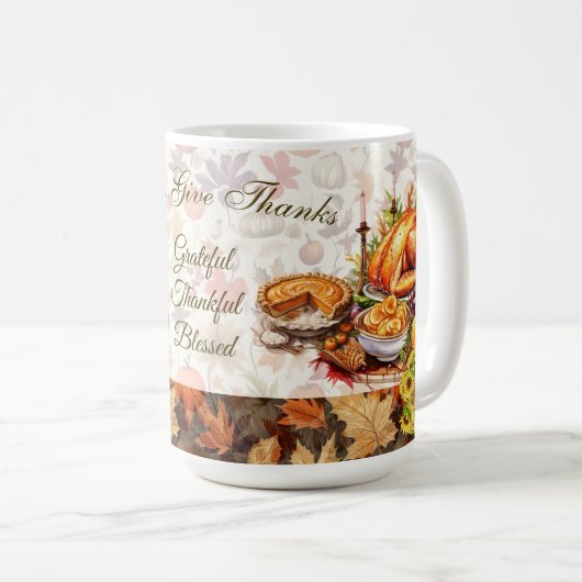 Mug Feuilles d'automne récolte automne Thanksgiving Mu (Devant droit)