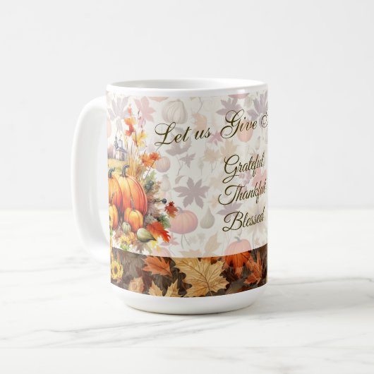 Mug Feuilles d'automne récolte automne Thanksgiving Mu (Devant gauche)
