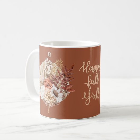 Mug Feuilles d'automne rustiques Fleurs d'automne Terr (Devant gauche)