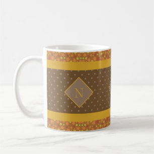 Mug Feuilles de automne modernes Monogramme Polka Brow