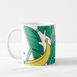 Mug Feuilles de bananes : Motif Vintage blanc.