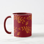 Mug Feuilles de branches de silhouette orange sur roug (Gauche)