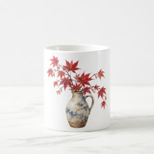 Mug Feuilles de Érable Rouge dans un Pichet en Céramiq