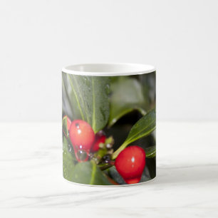 Mug Feuilles de houx et baies rouges, Noël