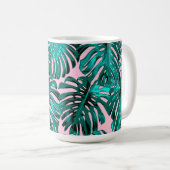Mug Feuilles de la jungle tropicale Turquoise rose (Devant droit)