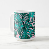Mug Feuilles de la jungle tropicale Turquoise rose (Devant gauche)