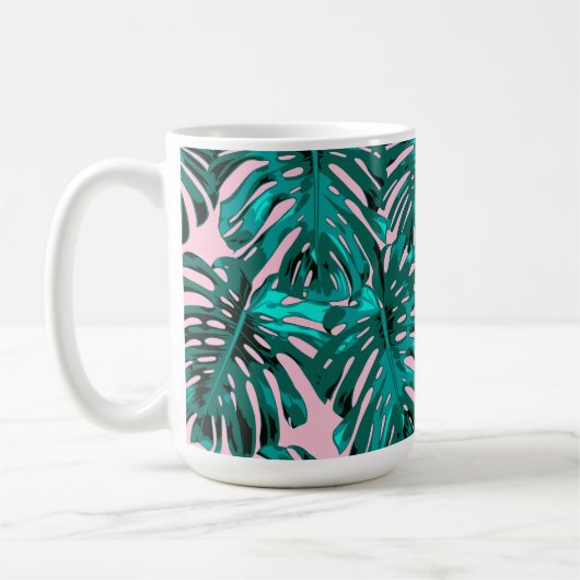 Mug Feuilles de la jungle tropicale Turquoise rose (Gauche)