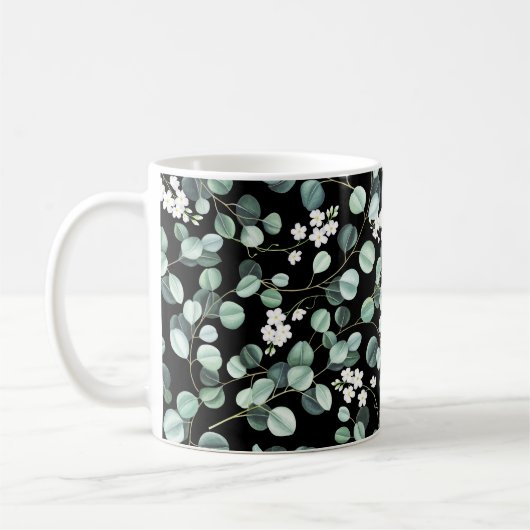 Mug Feuilles de l'Eucalyptus : Motif de fleurs blanche (Gauche)