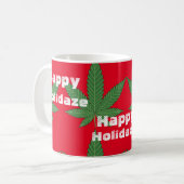 Mug Feuilles de mauvaises herbes Noël Joyeux vacances (Devant gauche)