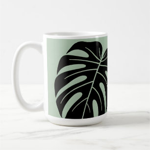 Mug Feuilles de Monstera Minimaliste Tropical Sauge