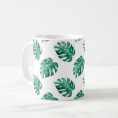 Mug Feuilles de Monstera. Motif d'illustration tropica (Devant gauche)