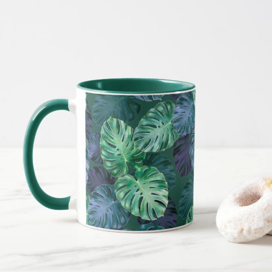 Mug Feuilles de Monstera Tropical (Avec donut)