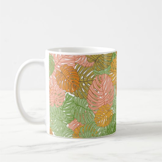 Mug Feuilles de monstère tropicale, coloré et transpar (Gauche)
