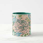 Mug Feuilles de Noël rose floral (Centre)