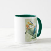 Mug Feuilles De Palme Avec Oiseau Bleu (Devant droit)