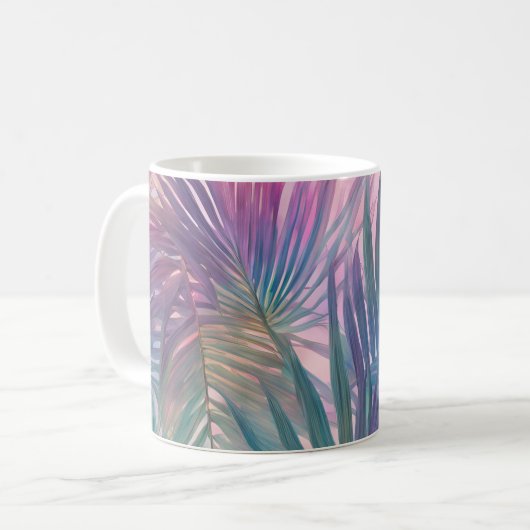 Mug Feuilles de palme tropicale rose doux (Devant gauche)