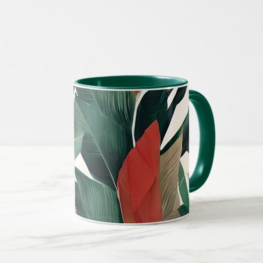 Mug Feuilles de palmier aux tons feutrés (Devant droit)