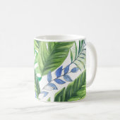Mug Feuilles de palmier d'aquarelle, arrière - plan ex (Devant droit)