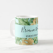 Mug Feuilles de palmier or sarcelle tropical (Devant gauche)