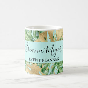 Mug Feuilles de palmier or sarcelle tropical