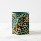 Mug Feuilles de palmier sur fond léopard. (Centre)