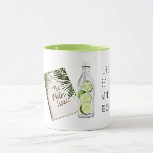 Mug Feuilles de palmier tropical Citrons blancs verts (Centre)