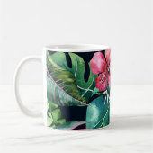 Mug Feuilles de palmier tropical foncé Fleur d'hibiscu (Gauche)